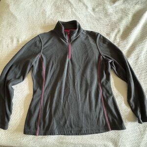 Champion women's grey and pink long sleeve quarter zip sweatshirt